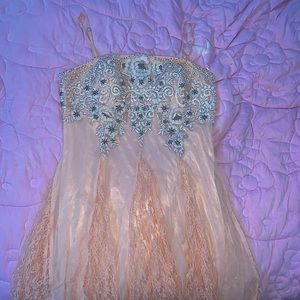 Beaded Lace Baby Pink Sue Wong Disney Inspired Collection Prom Dress Size 14